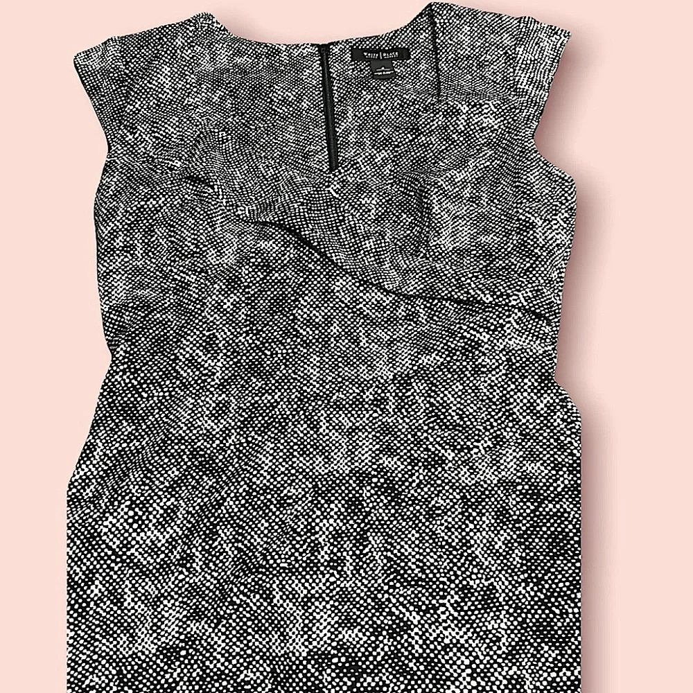 White House Black Market Black/ White Print Sheath Dress 4 - Picture 4 of 6